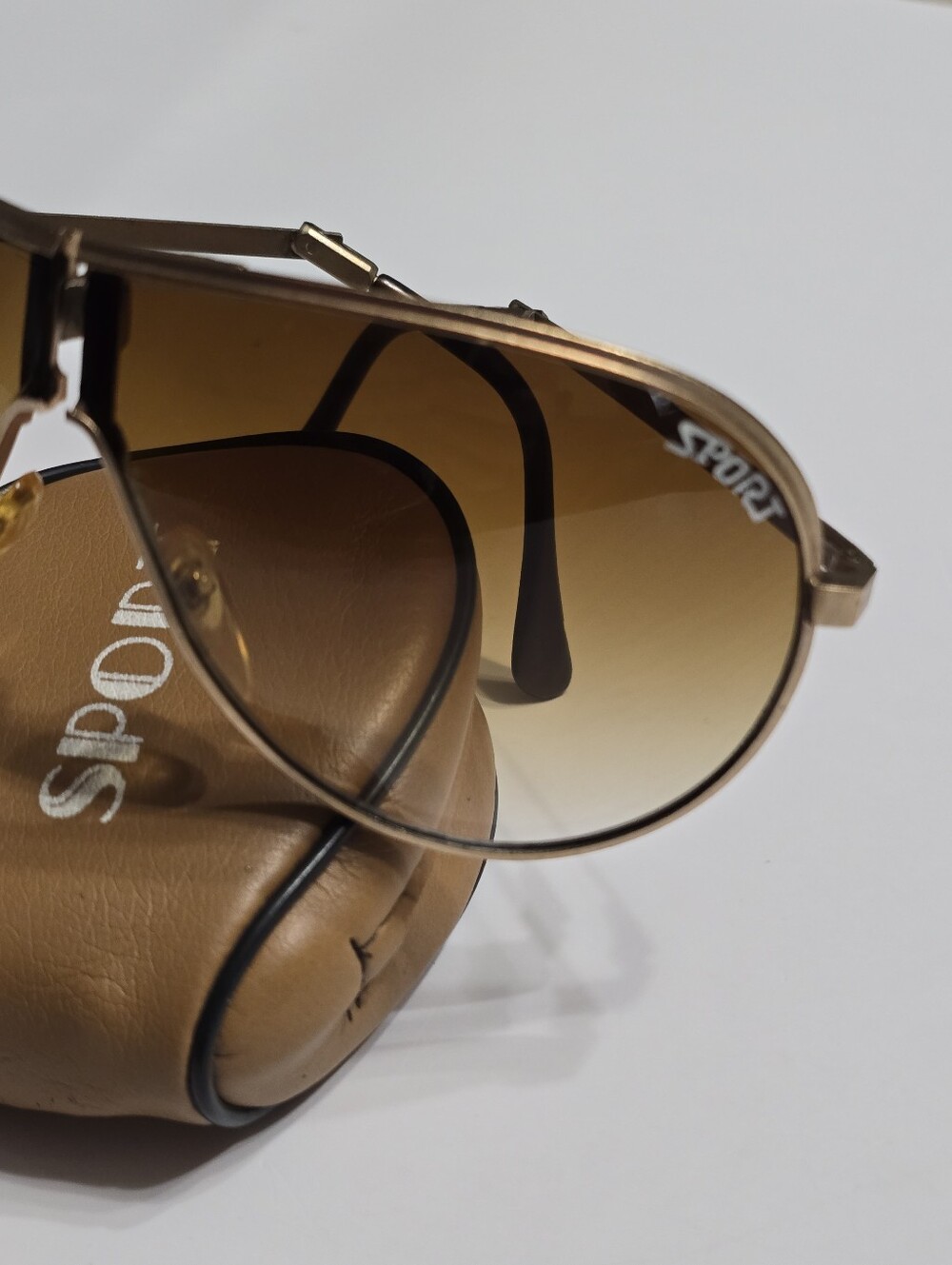 Vintage 80s Sport Brown Gradient Aviator Sunglasses - Picture 2 of 16